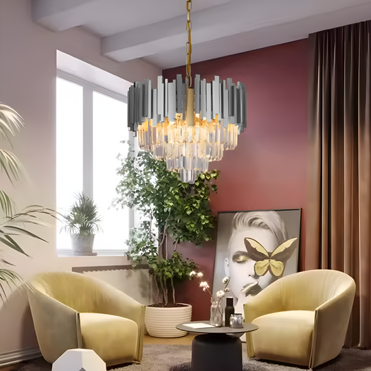 Żyrandol Kryształowy BLOIS Eleganza 8xE14, Średnica 50 cm, Srebrny, Regulowana Wysokość Żyrandole Kryształowe Domyślny Tytuł Alessandro Design