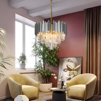 BLOIS Eleganza kryształowy żyrandol 8xE14, średnica 49cm, srebrny, regulowana wysokość