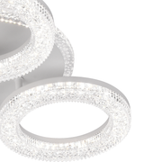 Żyrandol LED Singrid z pilotem, 50 W, 3000 K/4000 K/6000 K, ściemnialny, biały, kryształy, 3 kółka