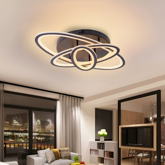 Żyrandol LED z pilotem GENTIANA 75W, 3 elipsy, światło zimne/ciepłe/neutralne, ściemnialny, czarny 