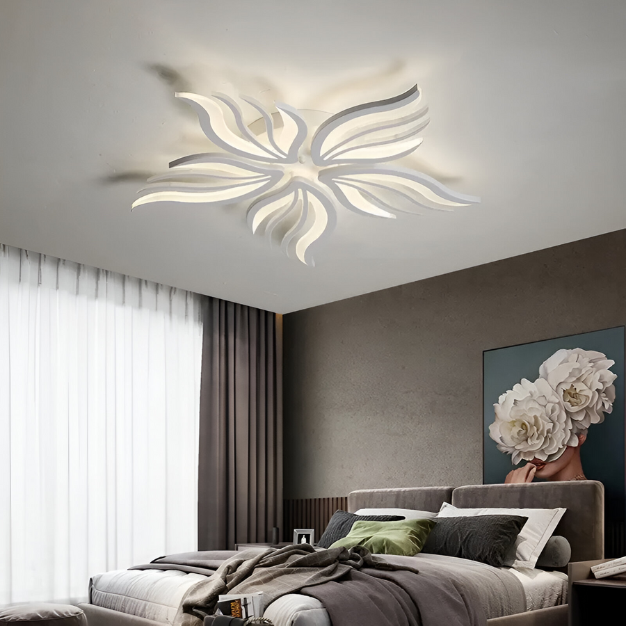 Żyrandol LED z pilotem SAKURA, 60 W, 5 płatków, zimne/ciepłe/neutralne światło, ściemnialny, biały 