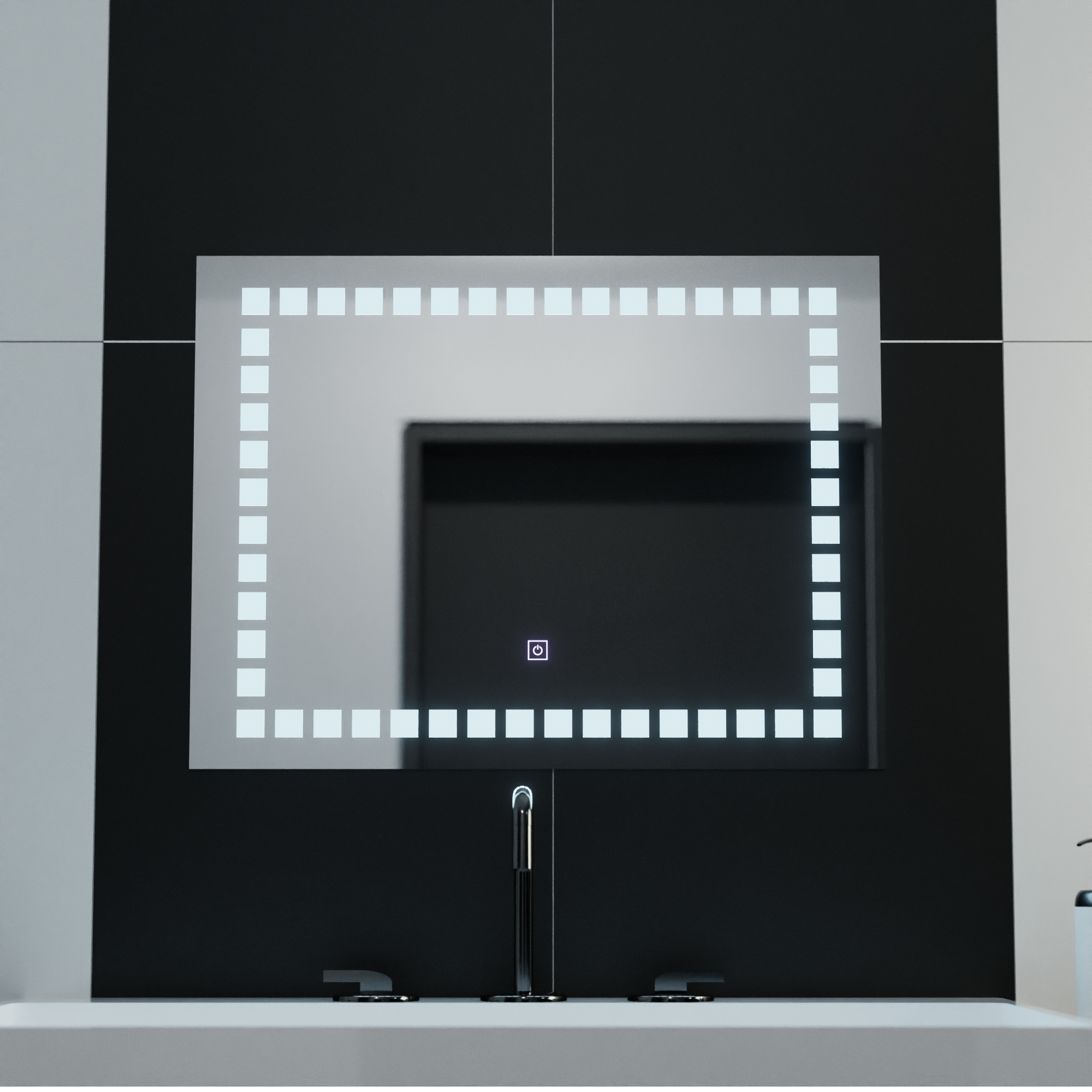 Lustro prostokątne LED 80x60cm Grid Light Basic Touch