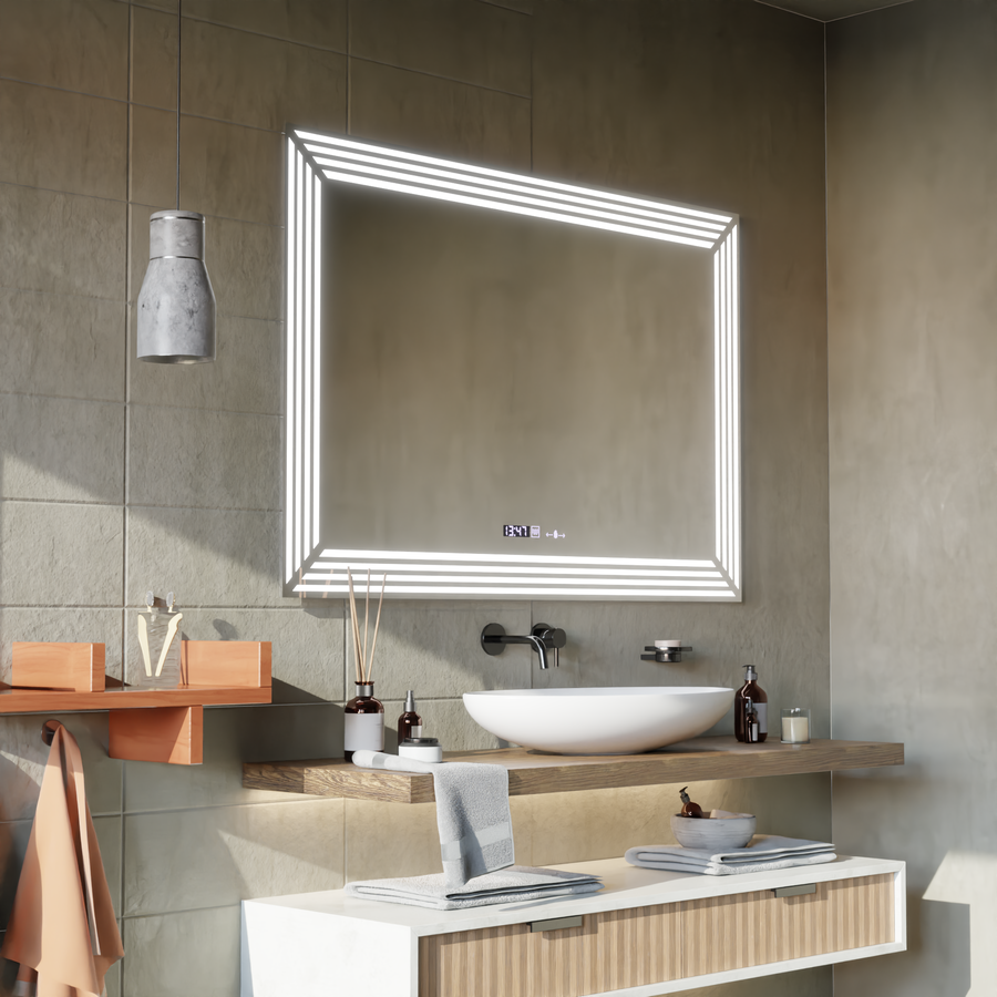 LUDA LED prostokątna 60x80cm Wnezia Motion Blowlow Marcellow Dimable zegar system rozprzestrzeniania