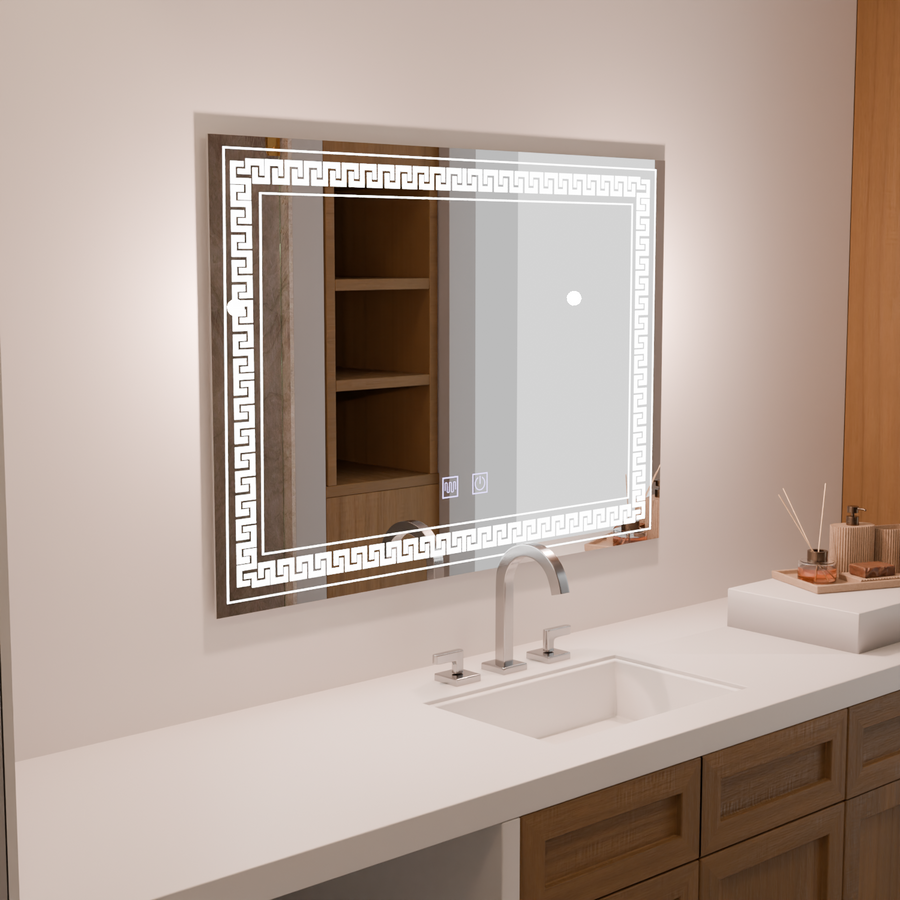 Prostokątne lustro LED 80x60 z systemem przeciwmgielnym Volta Touch 