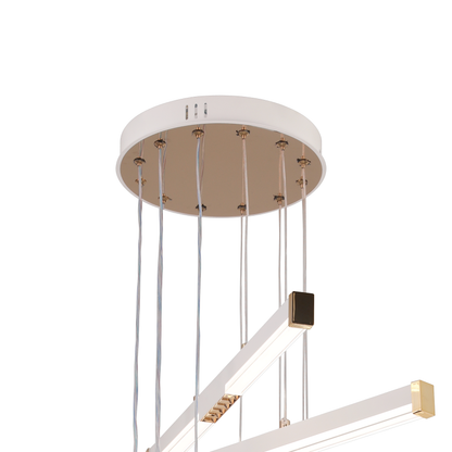 Podwieszany żyrandol LED akrylowy LT183/6WH, 81W, światło 3000/4000/6000K, biały, regulowana wysokość