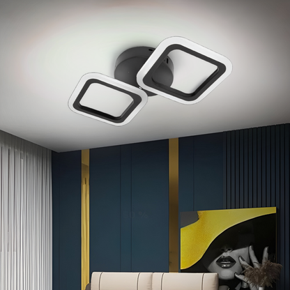 Żyrandol LED PULSARIS 22W, 2 kwadraty, zimne/ciepłe/neutralne światło, czarny