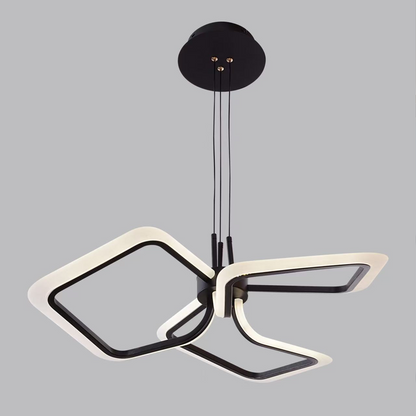Żyrandol wiszący LED z pilotem RIMINI 51W, 3 kwadraty, światło zimne/ciepłe/neutralne, ściemnialny, czarny