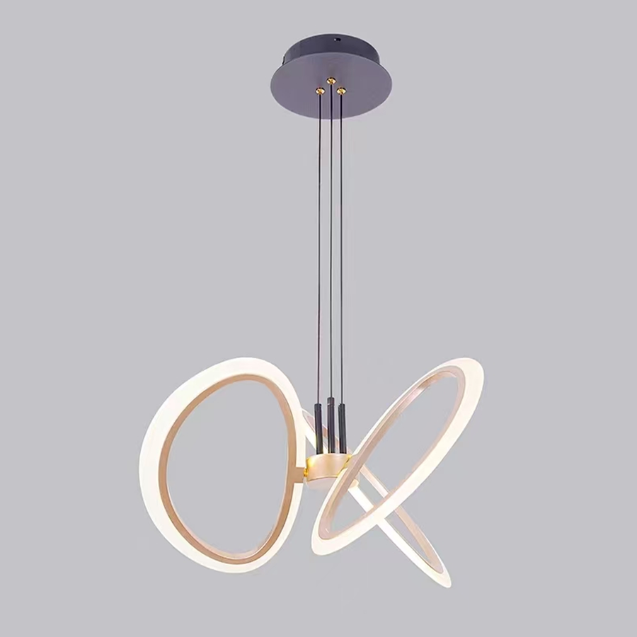 Żyrandol wiszący LED z pilotem RIMINI 48W, 3-elementowy, światło zimne/ciepłe/neutralne, ściemnialny, złoty
