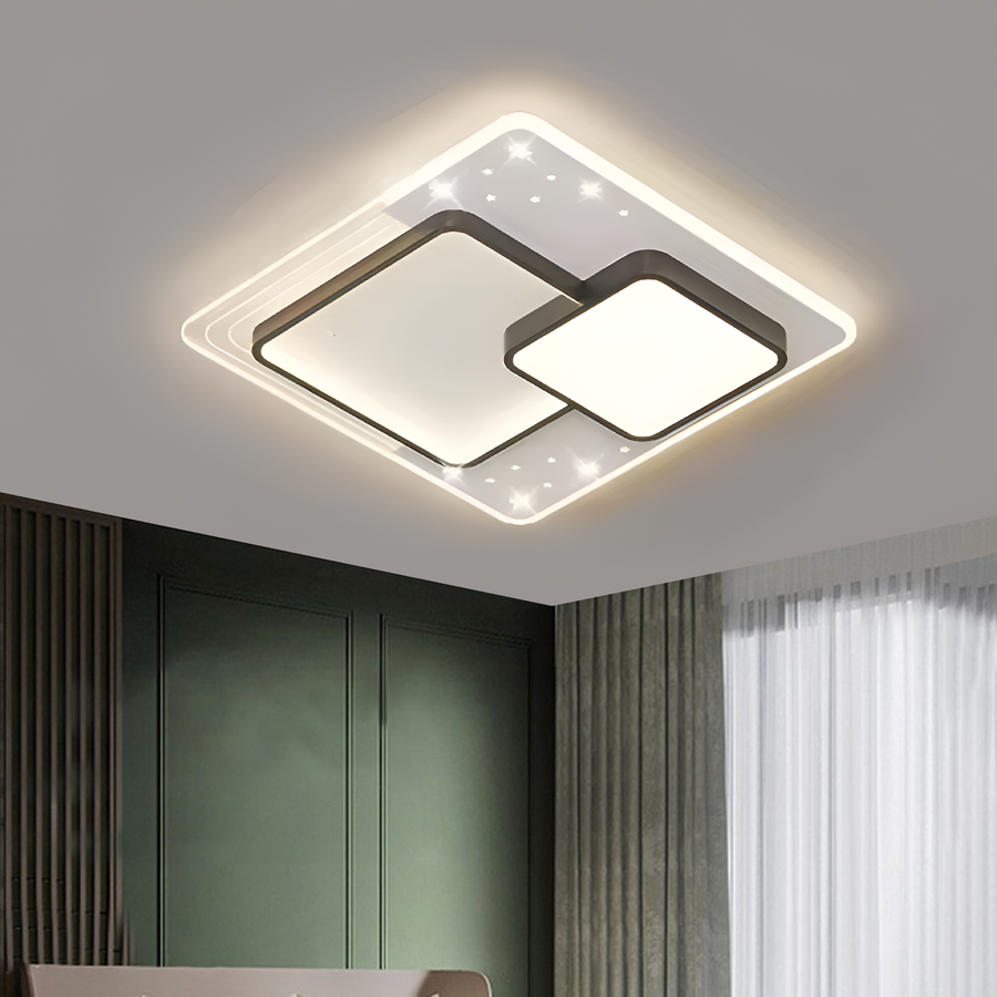 LED żyrandol z serpentynem 125 W, kwadrat, zimno/gorące/neutralne światło, czarny, czarny