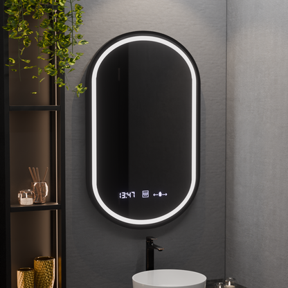 Owalne LED lustra 50x80cm Alessia Motionglow Marcello Dimable Clock System rozpraszania zegara