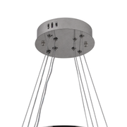 Żyrandol wiszący LED z pilotem i kryształem MIA LATIFAH 70 W, 2 okręgi, światło zimne/ciepłe/neutralne, ściemnialny, chrom błyszczący, regulowana wysokość