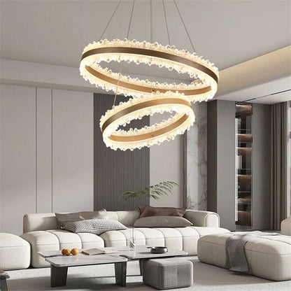 Żyrandol wiszący LED FOSCO Duo 126 W z pilotem, zimne/ciepłe/neutralne światło, ściemnialny, regulowana wysokość, złoty