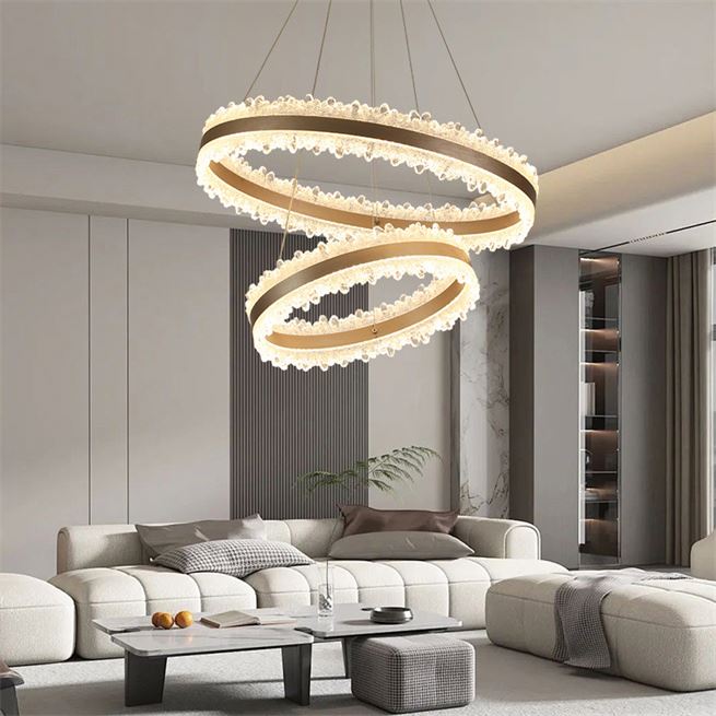Żyrandol wiszący LED FOSCO Duo 126 W z pilotem, zimne/ciepłe/neutralne światło, ściemnialny, regulowana wysokość, złoty