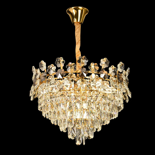 Żyrandol kryształowy WINDSOR Eleganza 8x E14, średnica 49 cm, błyszczące złoto, regulowana wysokość
