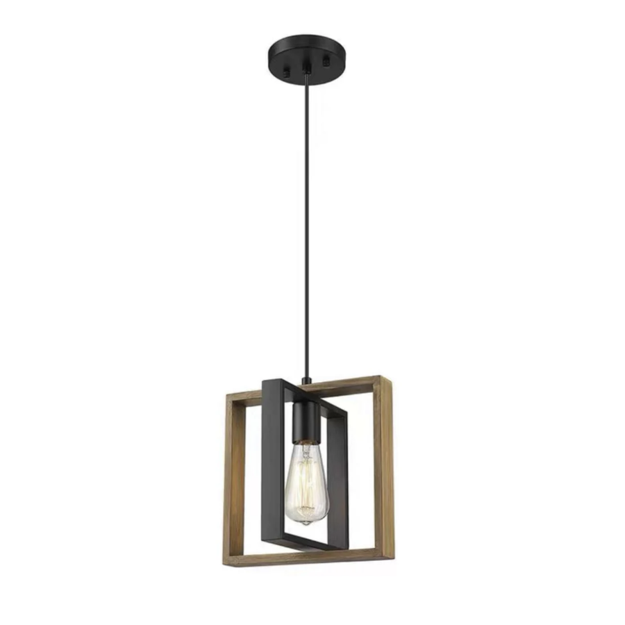 Żyrandol LED Vintage LV565/4, 12W Rustykalna Stodoła, Drewno i Metal, 100cm, Czarny