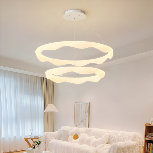 LED żyrandol, zawieszony z pilotem, Amadeo, 90W, zimno/gorące/neutralne światło, niestabilna, regulowana wysokość, biała