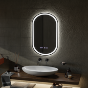 Lustro dotykowe LED Wilhelm Touch z systemem przeciwmgielnym, zegarem i temperaturą 50x80 cm