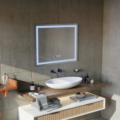 MODENA LED Touch Mirror System odmgławiania, zegar i temperatura 80x60 cm