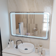 Prostokątne lustro LED 100x65cm EDGE Touch Demister System, Czarna rama
