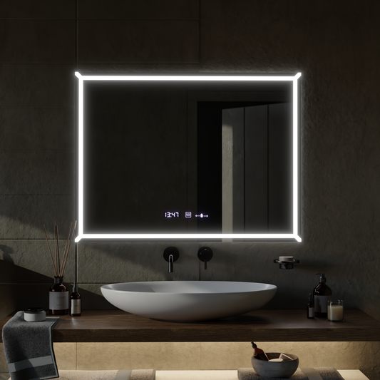 Lustro prostokątne LED, 60x80cm, VillayTouch Marcello, system przeciwmgielny, ściemnialne