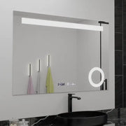 Prostokątne lustro LED 80x60cm ABSOLU MotionGlow Marcello Defog System Zegar i termometr Ściemnialna lupa kosmetyczna 