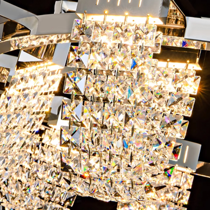 Żyrandol LED LLC130/1CH, kryształ i metal, 31W, 1 okrąg, możliwość przyciemniania, regulowana wysokość, światło zimne/ciepłe/neutralne, luksusowe oświetlenie