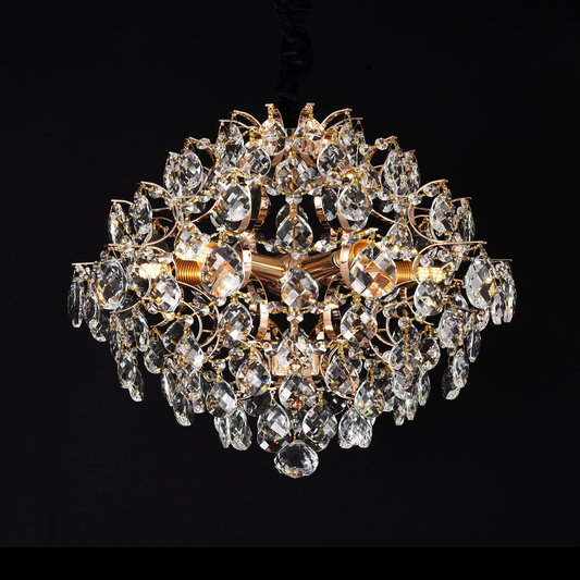 Żyrandol kryształowy Fiamma, 6x E14, średnica 45 cm, złoty
