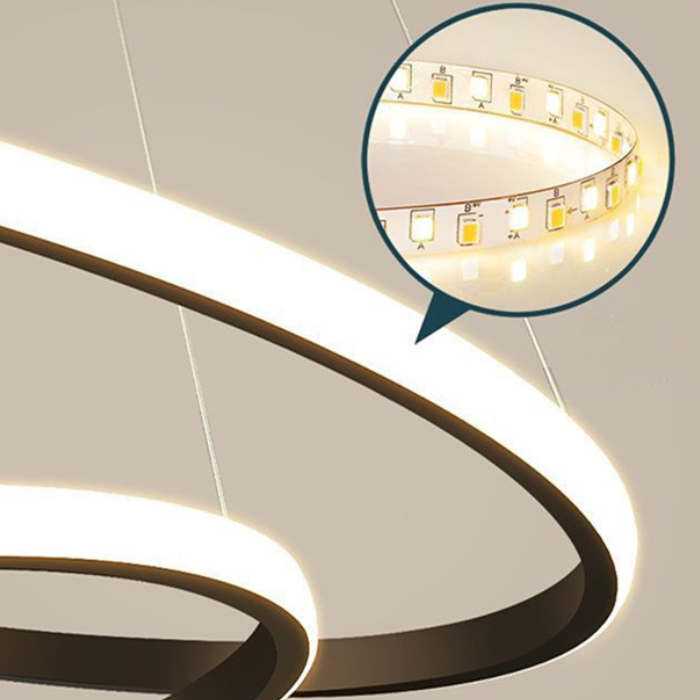 Żyrandol wiszący LED RICCI 25 W, 2 koła, światło zimne/ciepłe/neutralne, czarny, regulowana wysokość