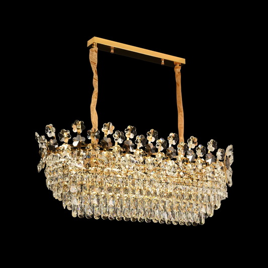Żyrandol kryształowy WINDSOR Eleganza 8x E14, średnica 49 cm, błyszczące złoto, regulowana wysokość