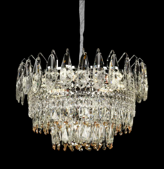 Żyrandol kryształowy WINDSOR Eleganza 8x E14, średnica 49 cm, błyszczące złoto, regulowana wysokość