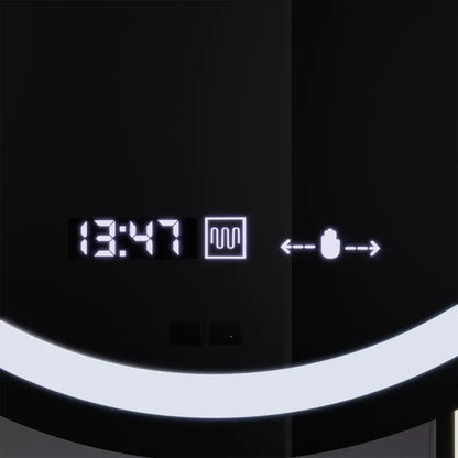 Owalne lustro LED, 60x80 cm, Eminence MotionGlow Marcello, system przeciwmgielny, zegar i termometr, ściemnialne 