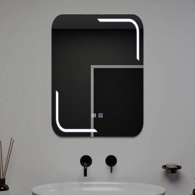 Prostokątne lustro LED, 60x80cm, Touch Ulrich, system przeciwmgielny, ściemnialne 