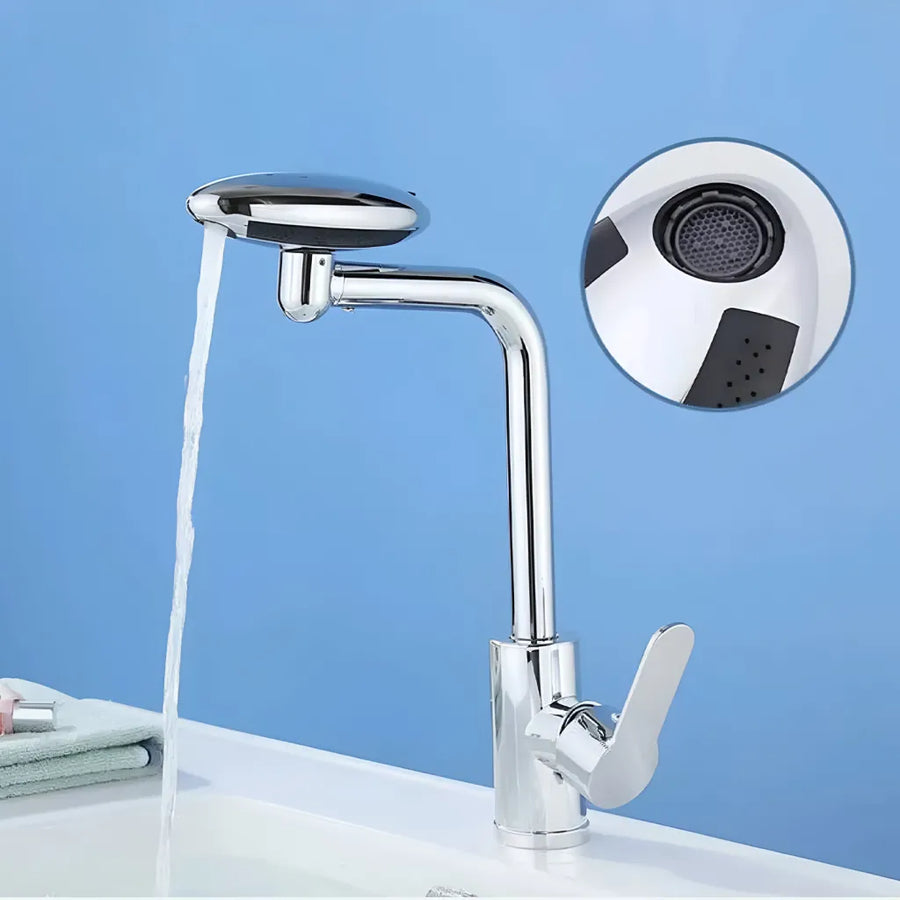 Bateria umywalkowa z głowicą ceramiczną i obrotową wylewką, chrom błyszczący, przyłącza w zestawie EC02