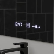Prostokątne lustro LED 120x80cm ABSOLU MotionGlow Marcello Defog System Zegar i termometr Ściemnialna lupa kosmetyczna 
