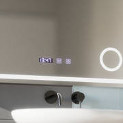 Lustro dotykowe LED Gunter System przeciwmgielny, zegar i temperatura 80x60 cm Lupa kosmetyczna