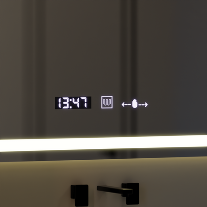 Lustro LED prostokątne 120x80cm Vérité MotionGlow Marcello, system przeciwmgielny, termometr i zegar, ściemnialne 