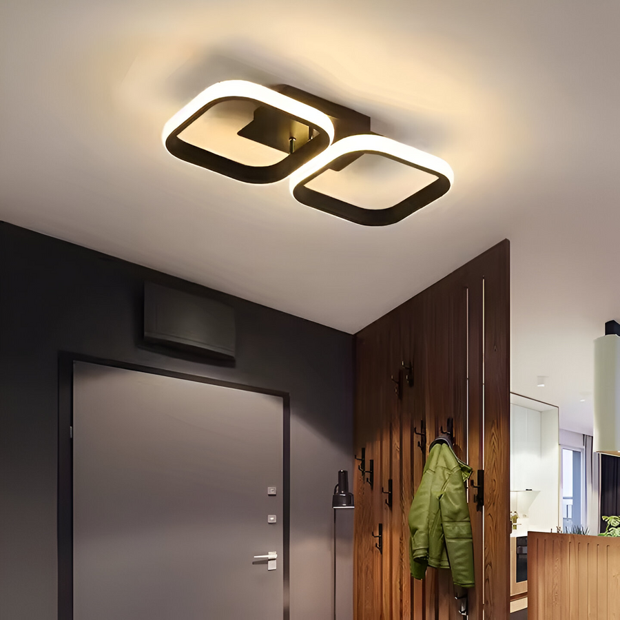 Żyrandol LED VERTEX Grid Parallel Squares, 33 W, 2 kwadraty Zimne/Ciepłe/Neutralne światło, Czarny