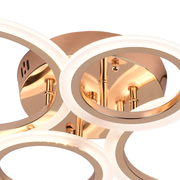 Żyrandol LED BETTY 44W z pilotem, 4 okręgi, światło zimne/ciepłe/neutralne, ściemnialny, błyszczący złoty