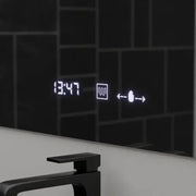 Prostokątne lustro LED 80x60cm ABSOLU MotionGlow Marcello Defog System Zegar i termometr Ściemnialna lupa kosmetyczna 