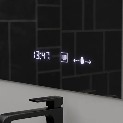 Prostokątne lustro LED 80x60cm ABSOLU MotionGlow Marcello Defog System Zegar i termometr Ściemnialna lupa kosmetyczna 