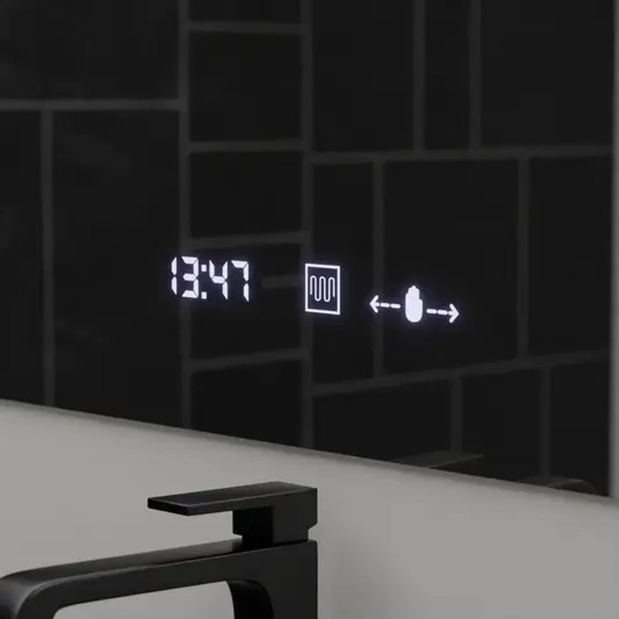 Prostokątne lustro LED 80x60cm ABSOLU MotionGlow Marcello Defog System Zegar i termometr Ściemnialna lupa kosmetyczna 