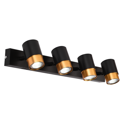 Reflektor LED z 4 żarówkami GU10, 3000K/4000K/6000K, kolor złoty, metal i akryl
