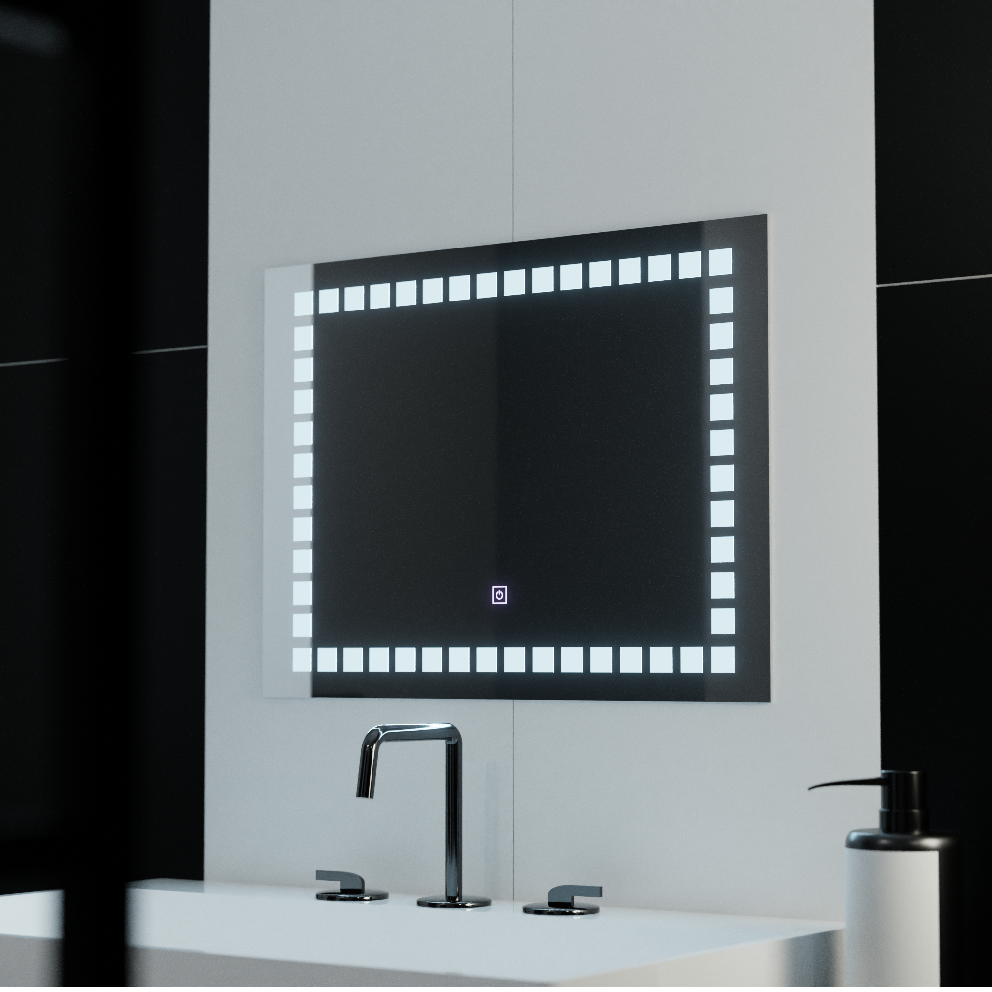 Lustro prostokątne LED 80x60cm Grid Light Basic Touch
