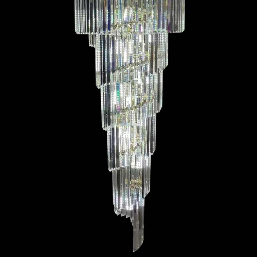 WINDSOR Altiora kryształowy żyrandol, średnica 60 cm, wysokość 1800 cm, błyszczące złoto, regulowana wysokość, elegancki design