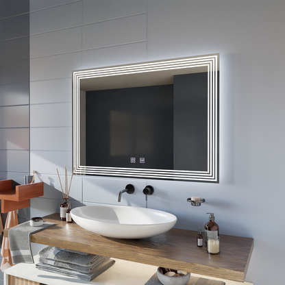 Prostokątne lustro LED, przeciwmgielne, 60x80cm, ADIS Basic Touch 