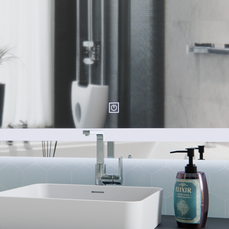 Lustro Giga LED, 80x60cm, srebrne, dotykowe, światło 6000K