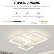 Żyrandol LED z pilotem ZOE, 64 W, 3 kwadraty, światło zimne/ciepłe/neutralne, ściemnialny, biały