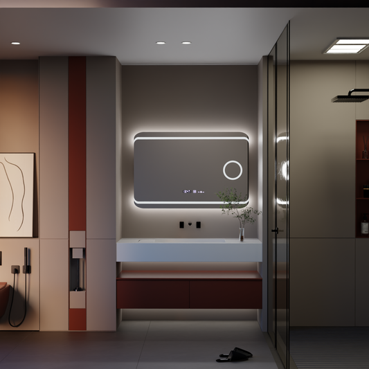 LUDA LED prostokątna 100x60cm Capri Design Motionglow Marcello Dismanting System rozmrażania zegara