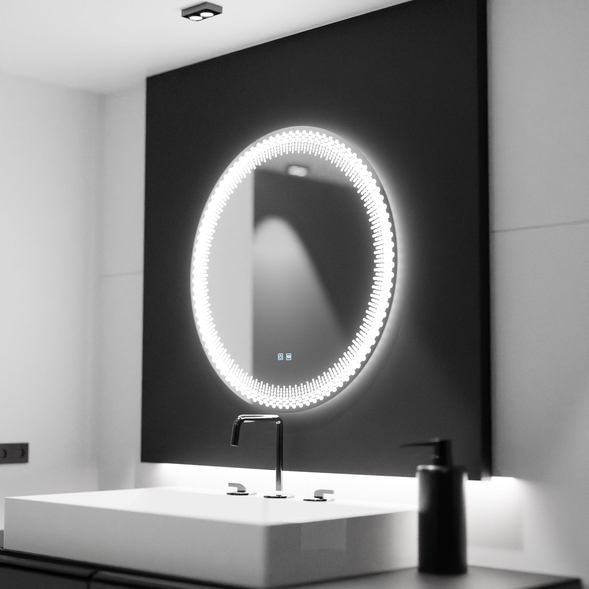 Okrągłe lustro LED 60 cm - Stellaire Touch Dimmable Defog System 