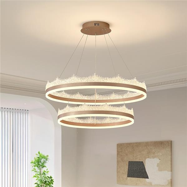 Żyrandol wiszący LED FLAVIO 126W z pilotem, zimne/ciepłe/neutralne światło, ściemnialny, regulowana wysokość, złoty